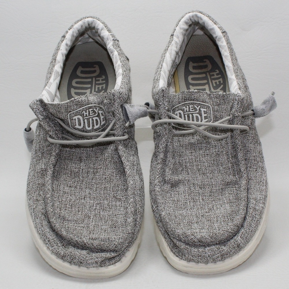 Hey Dude Wally Linen Iron Grey Loafers Mens Size 8 110793901 Slip On Shoes